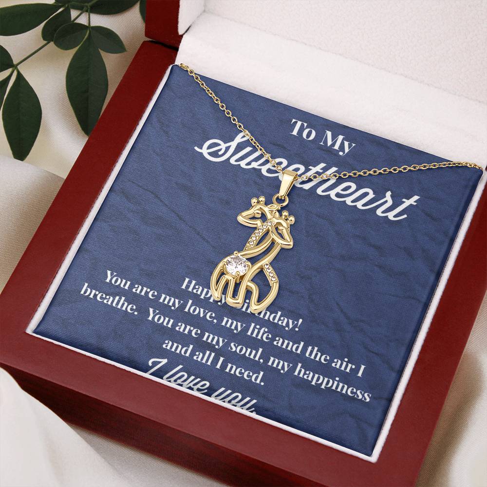 Happy Birthday To My Sweetheart Graceful Love Giraffe Necklace - Jewelry for Wife - Necklace for Wife