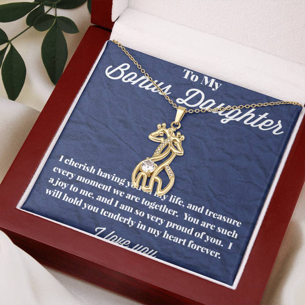 To My Bonus Daughter Graceful Love Giraffe Necklace, Stepdaughter Necklace, Bonus Daughter Jewelry, Nonbiological Daughter Necklace