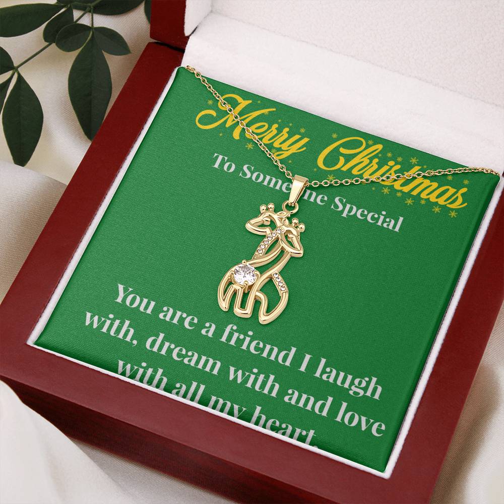 Merry Christmas To My Friend Graceful Love Giraffe Necklace - Gift for Friend - Necklace for A Friend