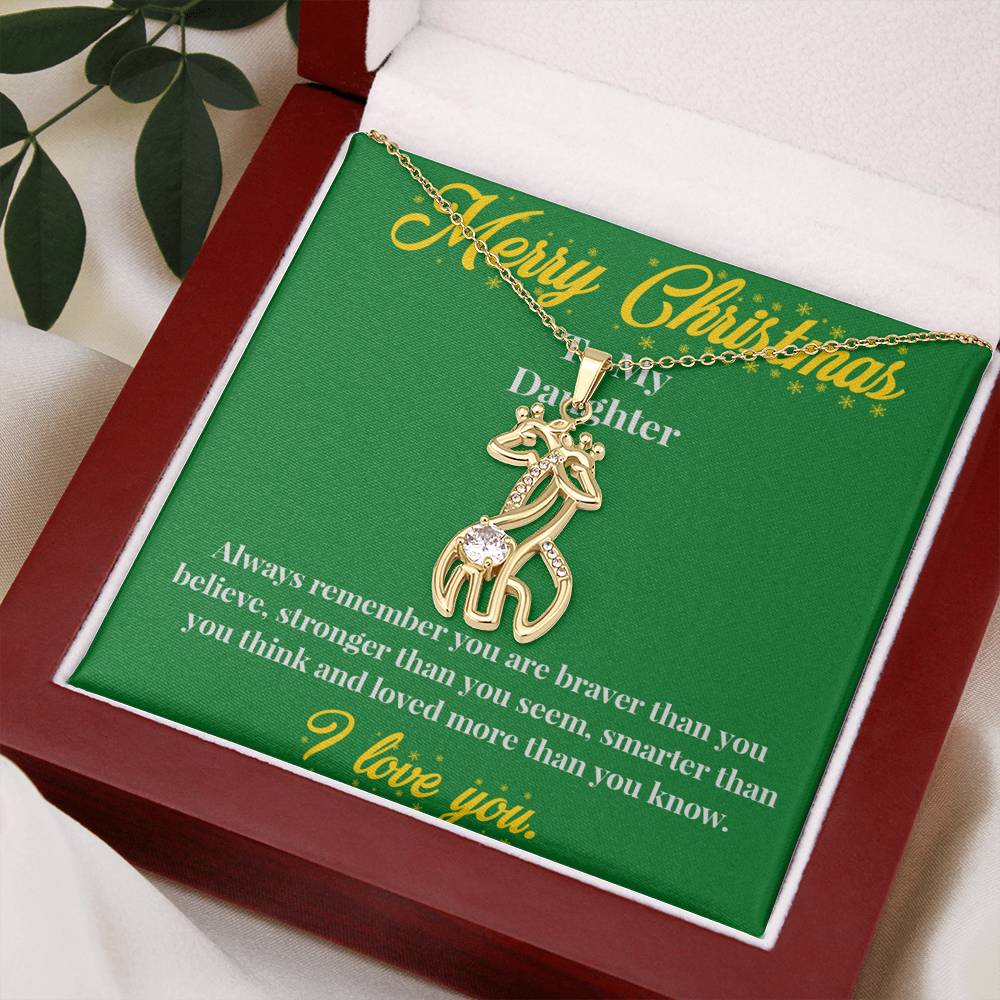Merry Christmas to My Daughter - Graceful Love Giraffe Necklace - Christmas Gift for Daughter - Necklace for Daughter