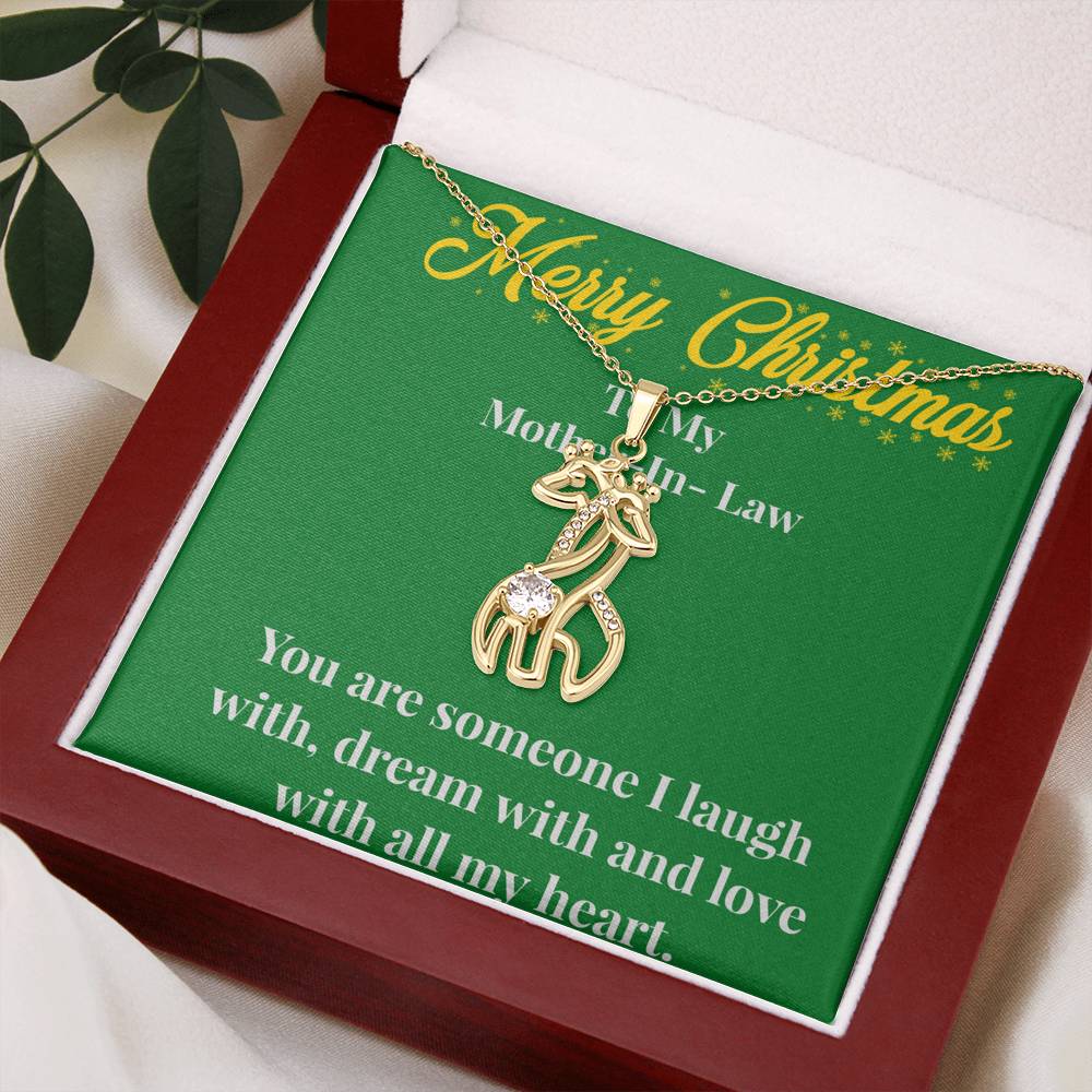 Merry Christmas To My Mother-In-Law Graceful Love Giraffe Necklace - Gift for Mother - Necklace for Mother-In-Law