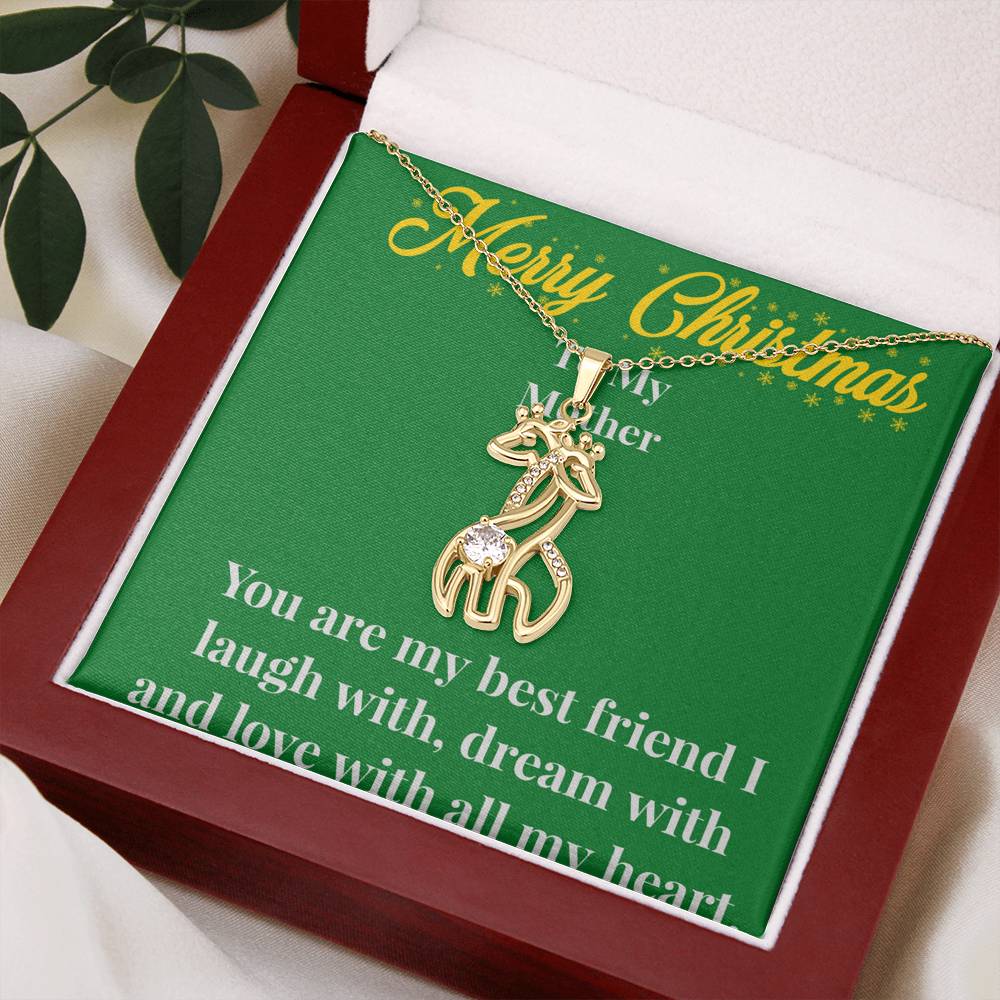 Merry Christmas To My Mother Graceful Love Giraffe Necklace - Gift for Mom - Necklace for Mom
