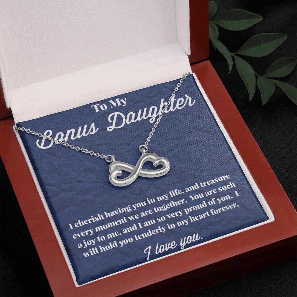 To My Bonus Daughter Infinity Hearts Necklace, Stepdaughter Necklace, Bonus Daughter Jewelry, Nonbiological Daughter Necklace