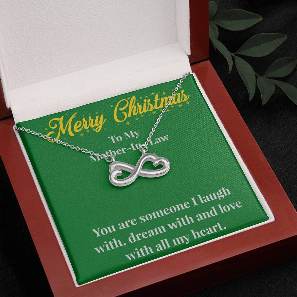 Merry Christmas To My Mother-In-Law Infinity Hearts Necklace - Gift for Mother - Necklace for Mother-In-Law
