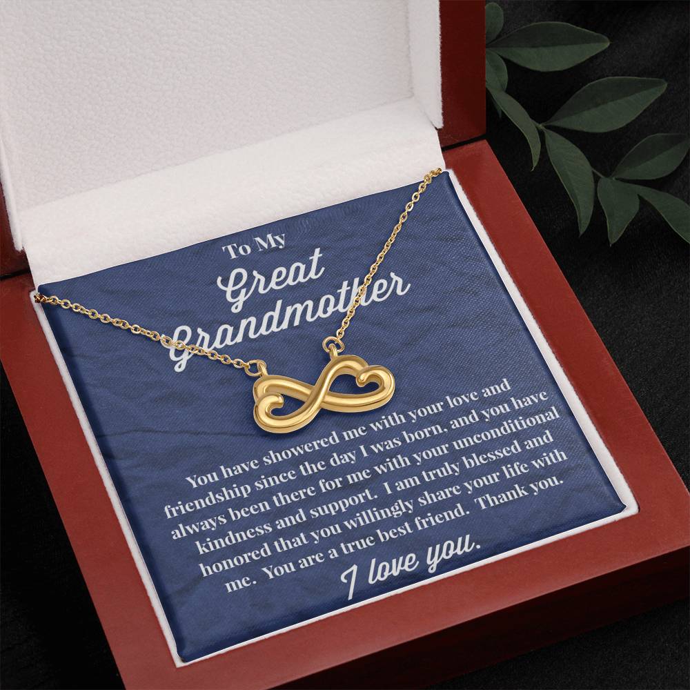 To My Great Grandmother Infinity Hearts Necklace - Jewelry for Grandmother - Gift for Grandmother