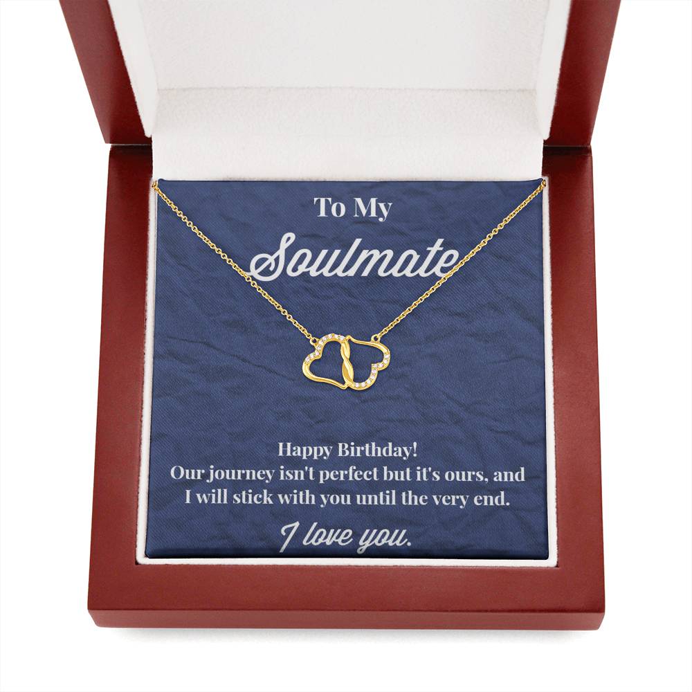 To My Soulmate Everlasting Heart Gold Necklace - Jewelry for Wife - Necklace for Wife
