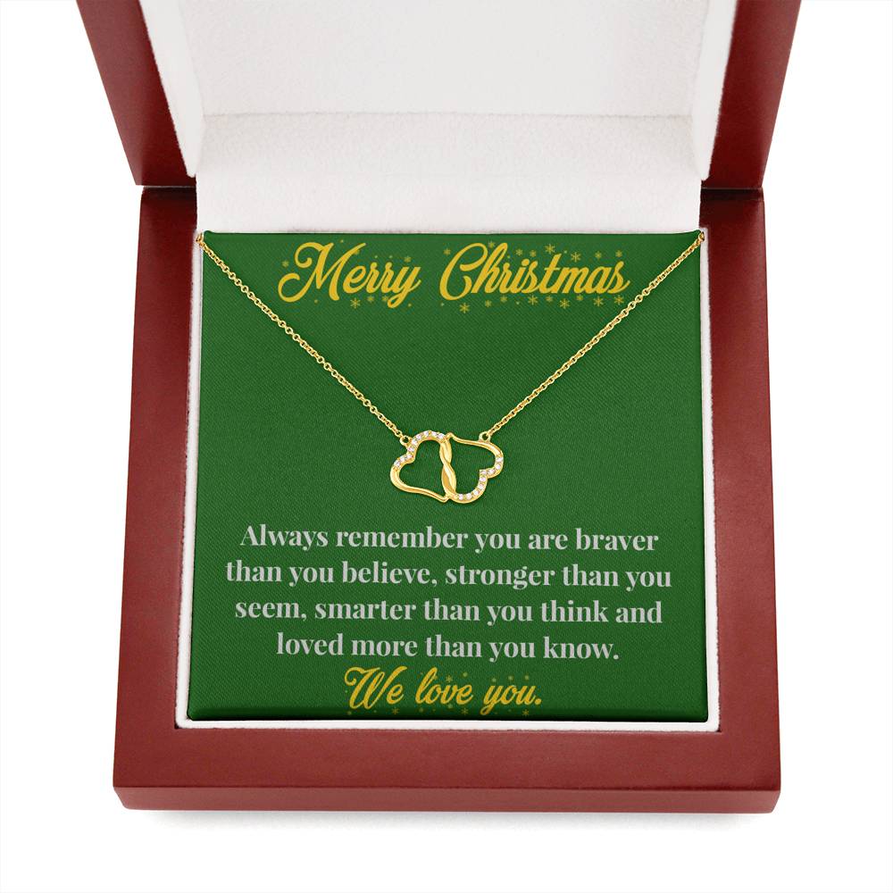 Merry Christmas 10K Gold Everlasting Love Necklace - Daughter-In-Law Necklace - Niece