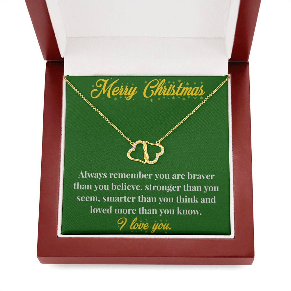 Merry Christmas 10K Gold Everlasting Love Necklace - Necklace for Daughter - Cousin - Niece_ Necklace for Friend