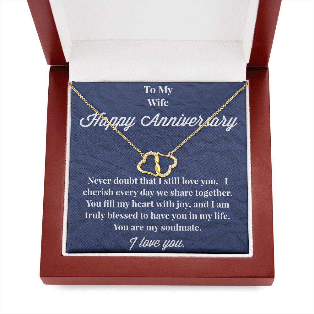 Happy Anniversary Everlasting Love Gold Necklace - Jewelry for Wife - Necklace for Wife
