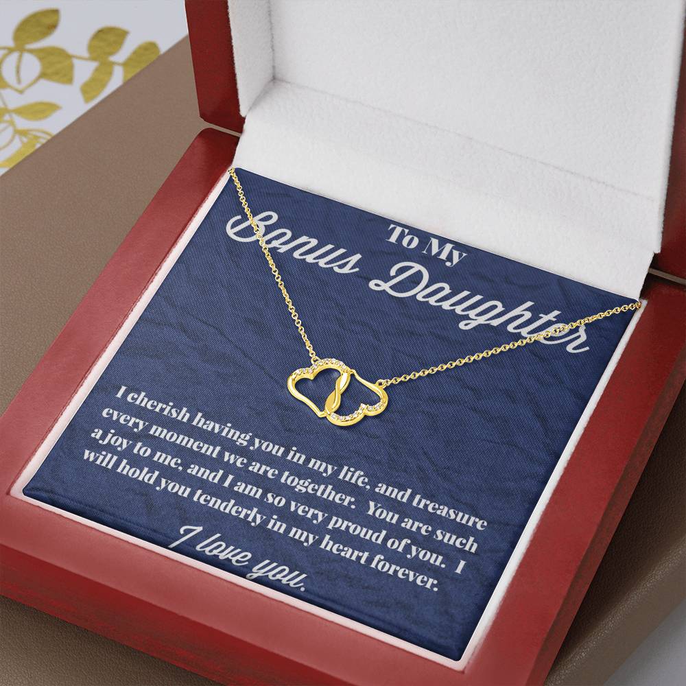 To My Bonus Daughter Everlasting Love Gold Necklace - Jewelry for Bonus Daughter - Necklace for Stepdaughter