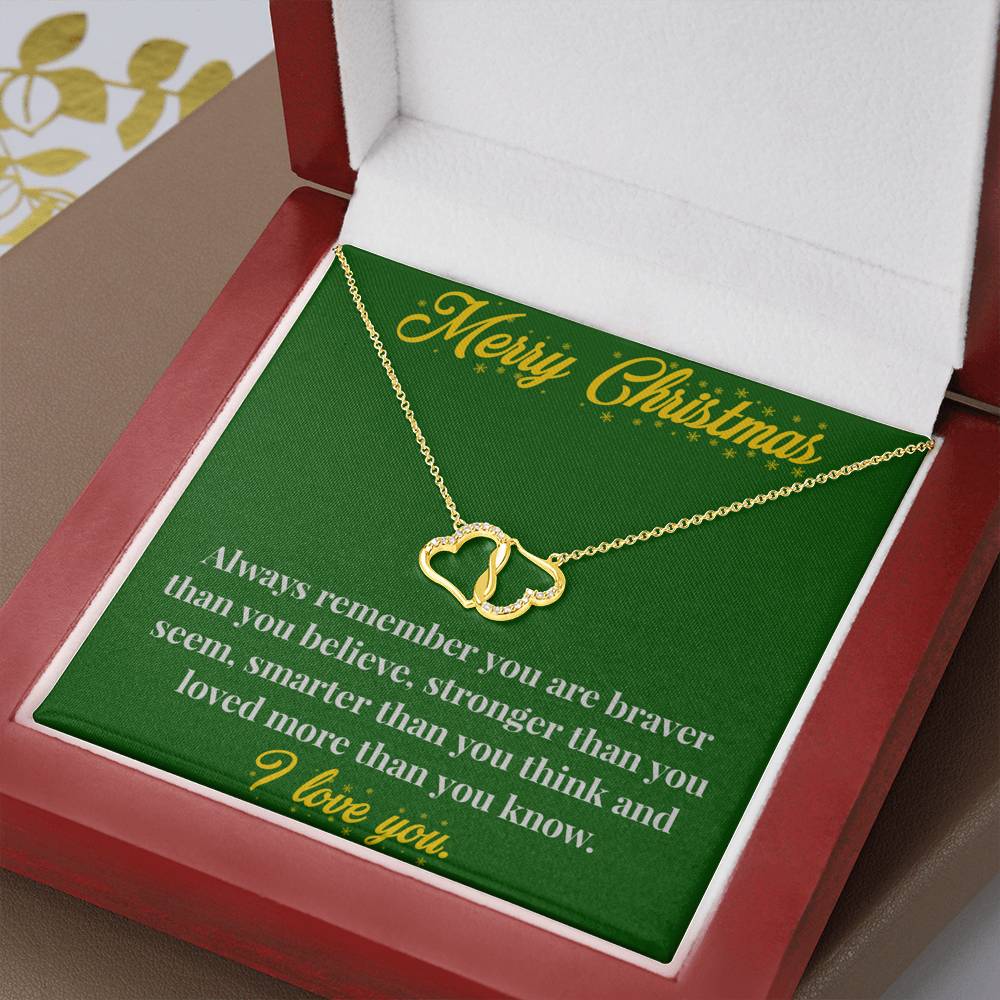 Merry Christmas 10K Gold Everlasting Love Necklace - Necklace for Daughter - Cousin - Niece_ Necklace for Friend