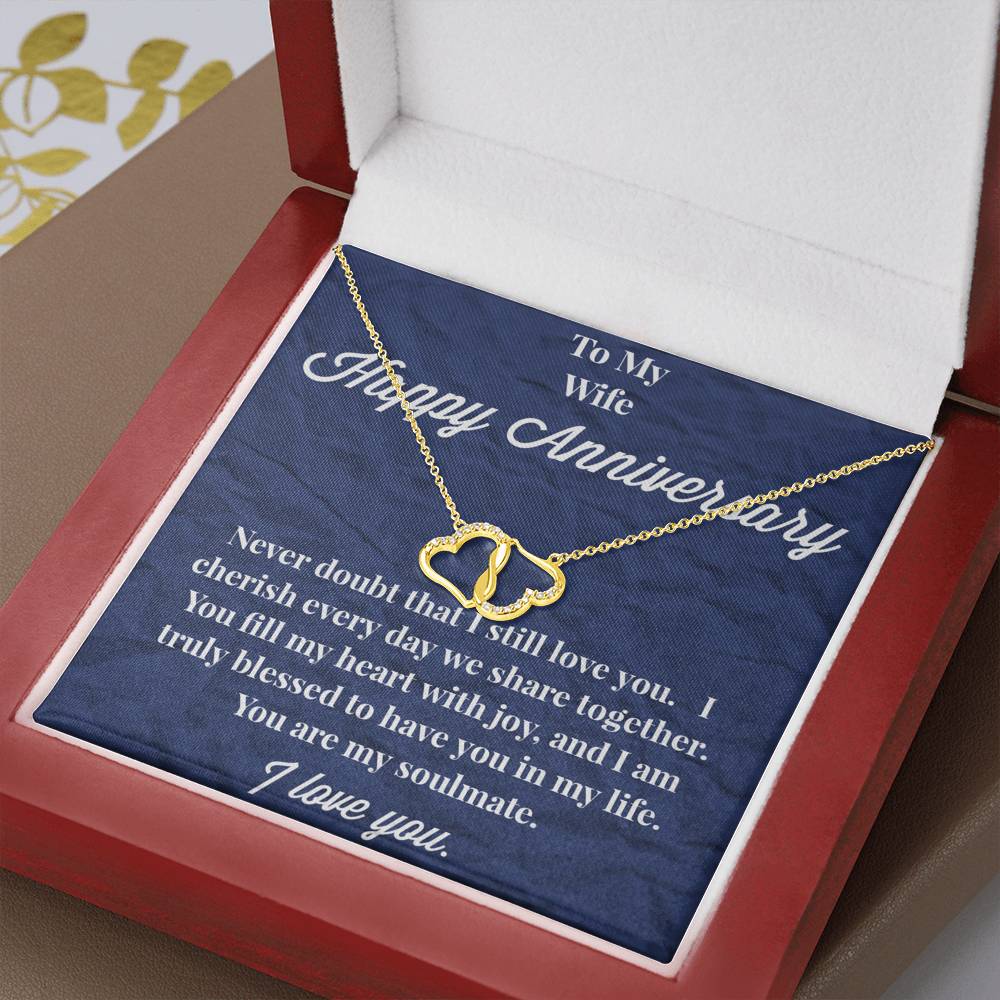 Happy Anniversary Everlasting Love Gold Necklace - Jewelry for Wife - Necklace for Wife