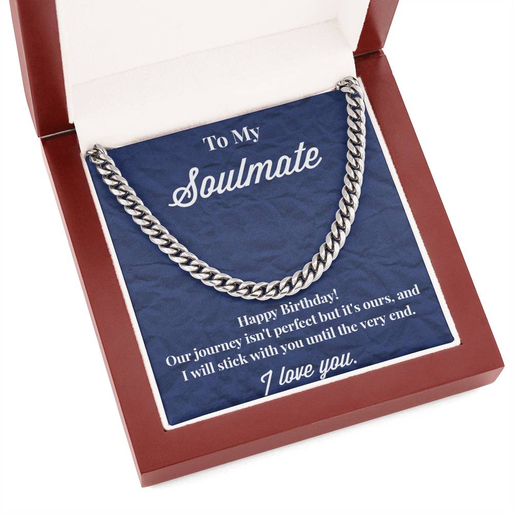 To My Soulmate Cuban Link Chain Necklace - Necklace for Husband - Boyfriend - Sweetheart
