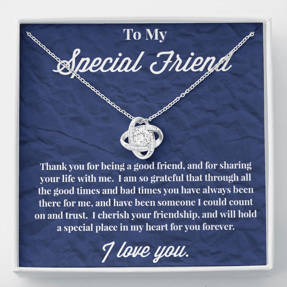 To My Special Friend Love Knot Necklace, Good Friend Necklace