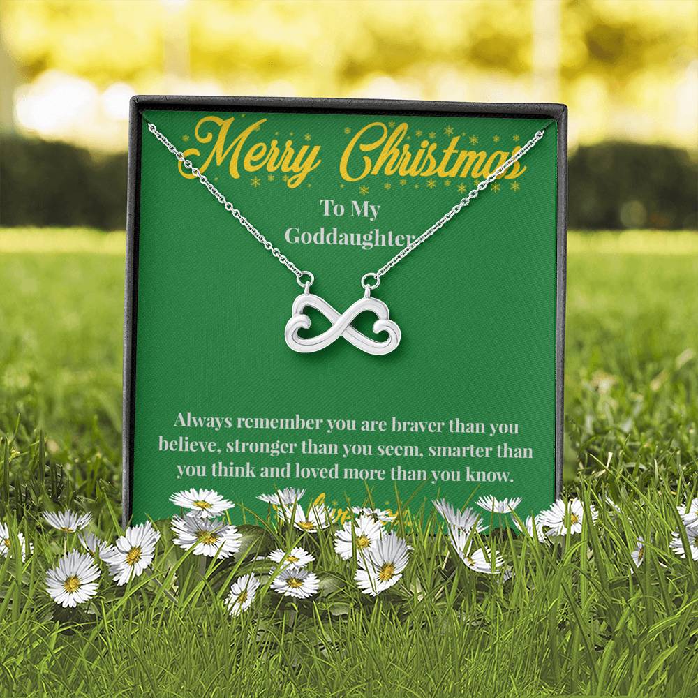Merry Christmas To My Goddaughter - Infinity Hearts Necklace - Christmas Gift for Goddaughter - Necklace for Goddaughter