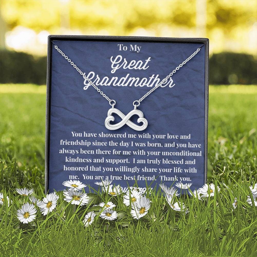 To My Great Grandmother Infinity Hearts Necklace - Jewelry for Grandmother - Gift for Grandmother