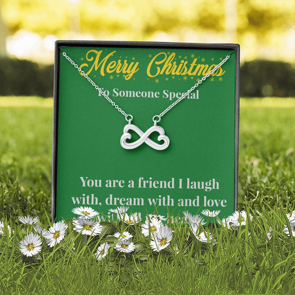 Merry Christmas To My Friend Infinity Hearts Necklace - Gift for Friend - Necklace for A Friend