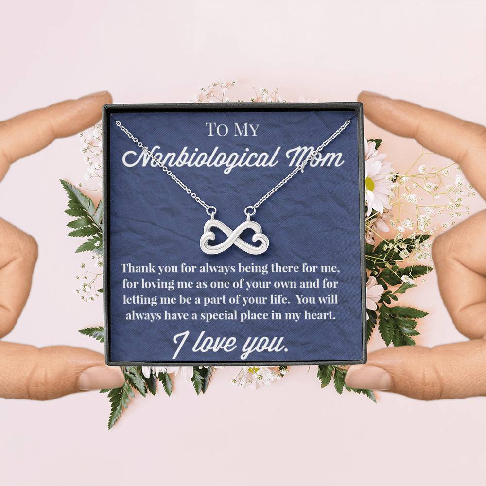 To My Nonbiological Mother Infinity Hearts Necklace, Bonus Mom Necklace, Stepmom Necklace, Bonus Mom Jewelry