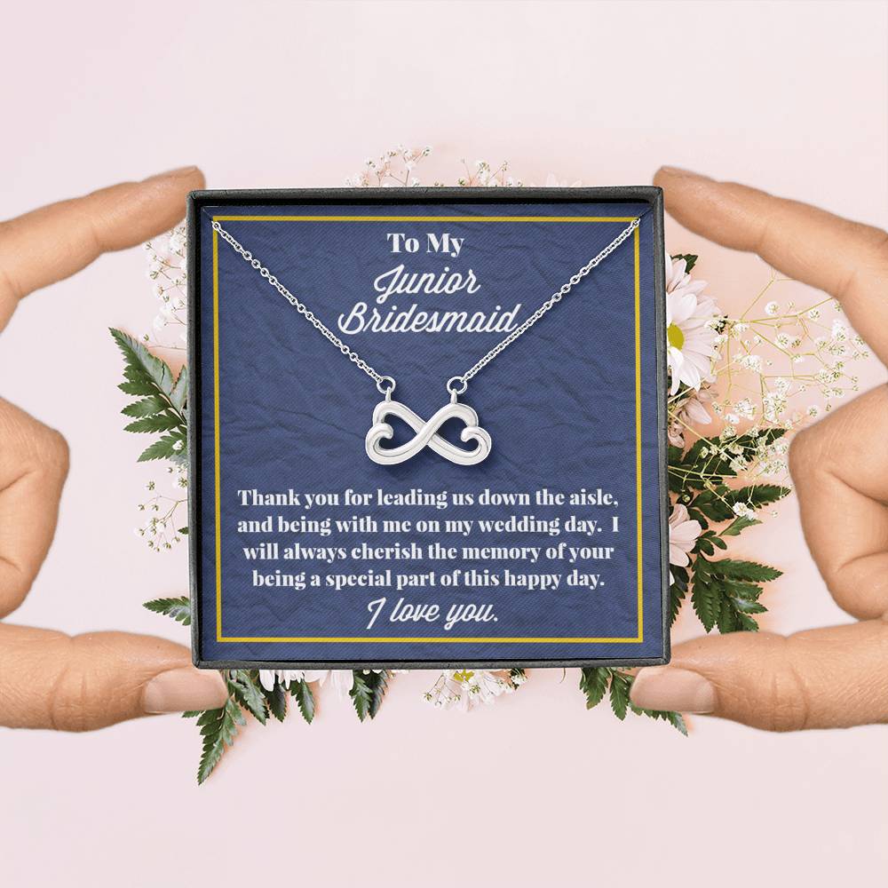 To My Junior Bridesmaid Infinity Hearts Necklace