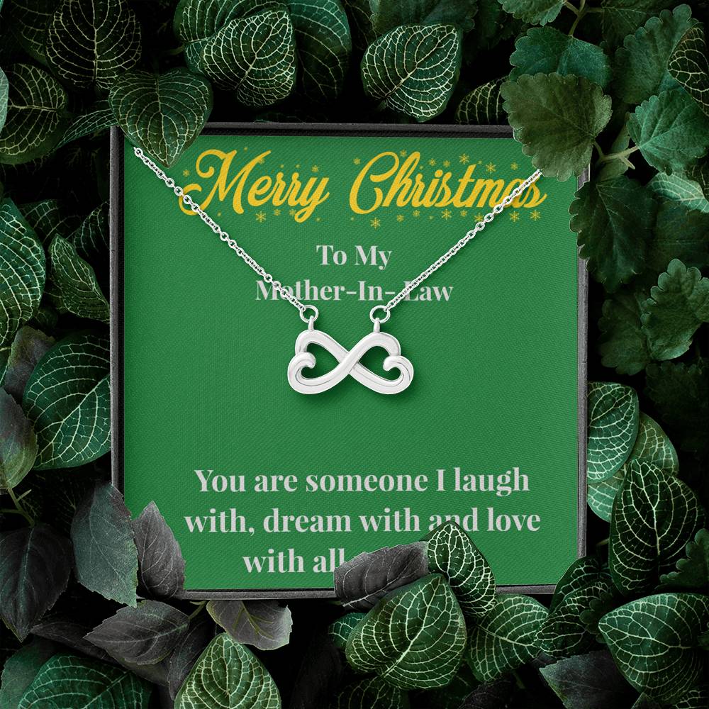 Merry Christmas To My Mother-In-Law Infinity Hearts Necklace - Gift for Mother - Necklace for Mother-In-Law
