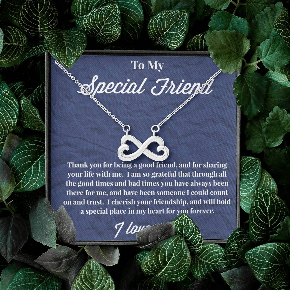 To My Special Friend Infinity Hearts Necklace, Gift for Best Friend, Necklace for Friend