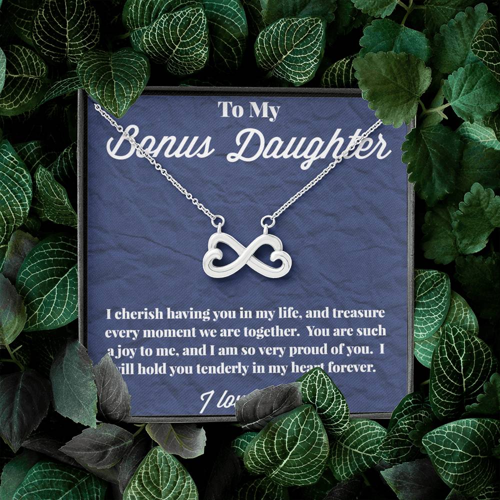 To My Bonus Daughter Infinity Hearts Necklace, Stepdaughter Necklace, Bonus Daughter Jewelry, Nonbiological Daughter Necklace
