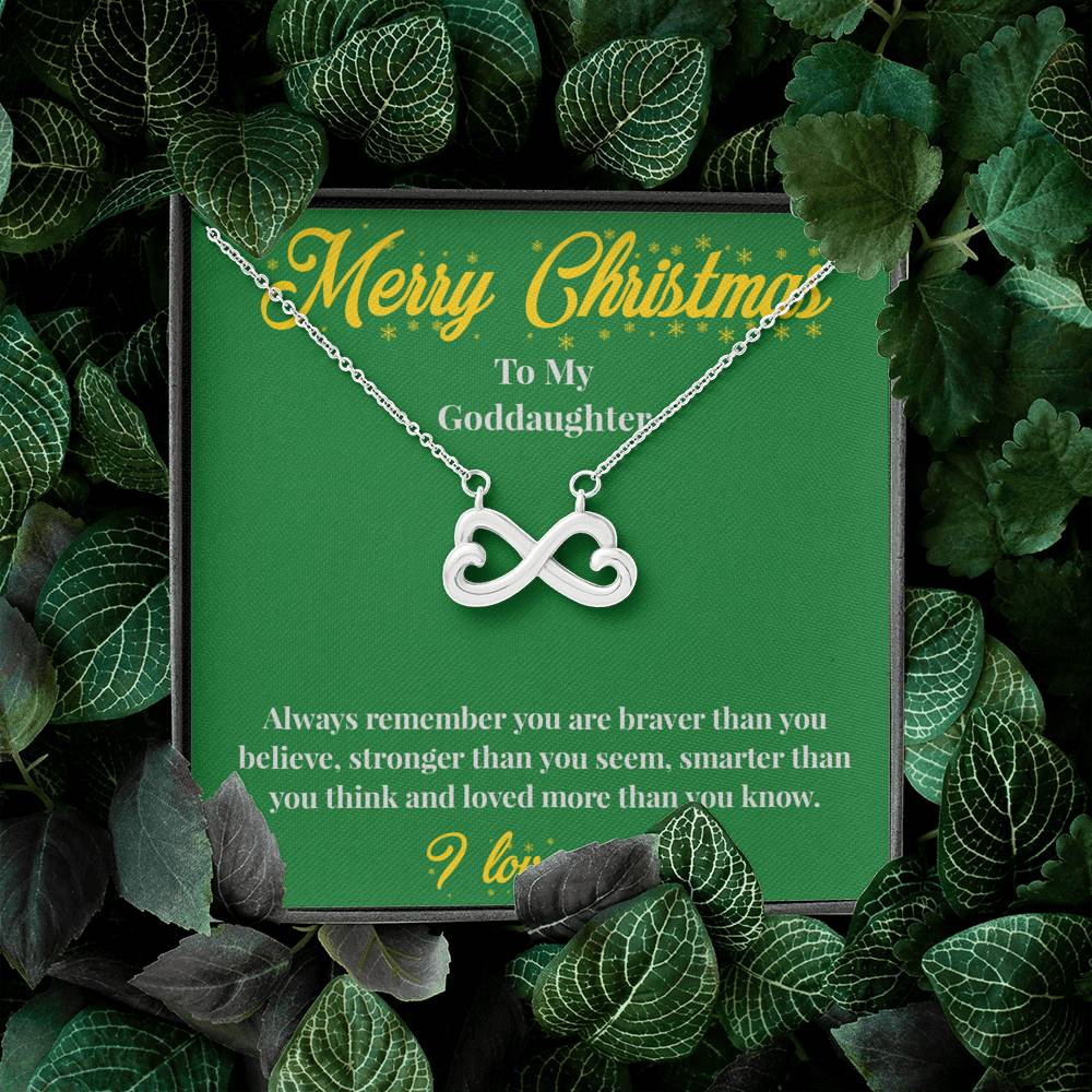 Merry Christmas To My Goddaughter - Infinity Hearts Necklace - Christmas Gift for Goddaughter - Necklace for Goddaughter