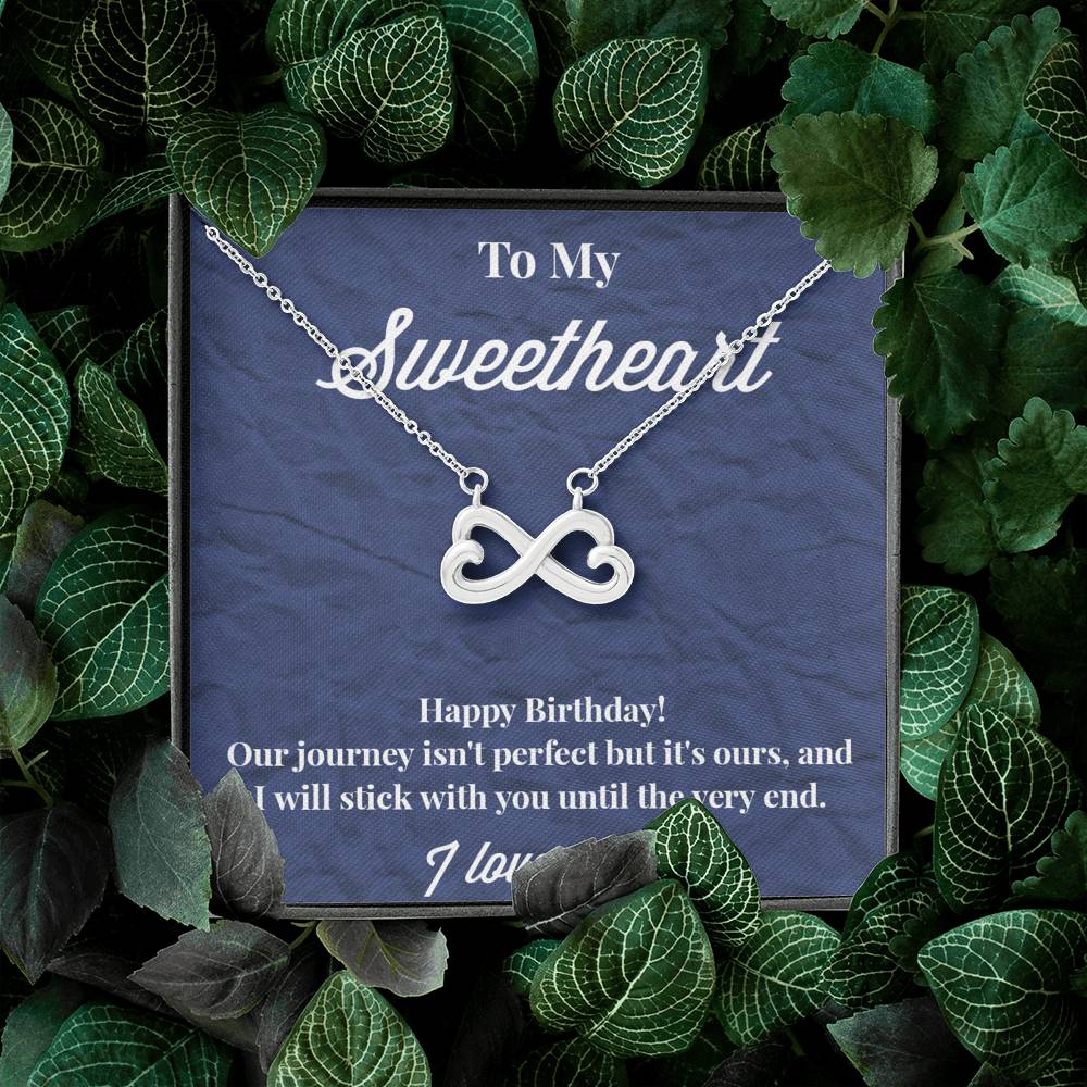 Happy Birthday To My Sweetheart Infinity Hearts Necklace - Sweetheart Necklace - Jewelry for Wife - Necklace for Wife