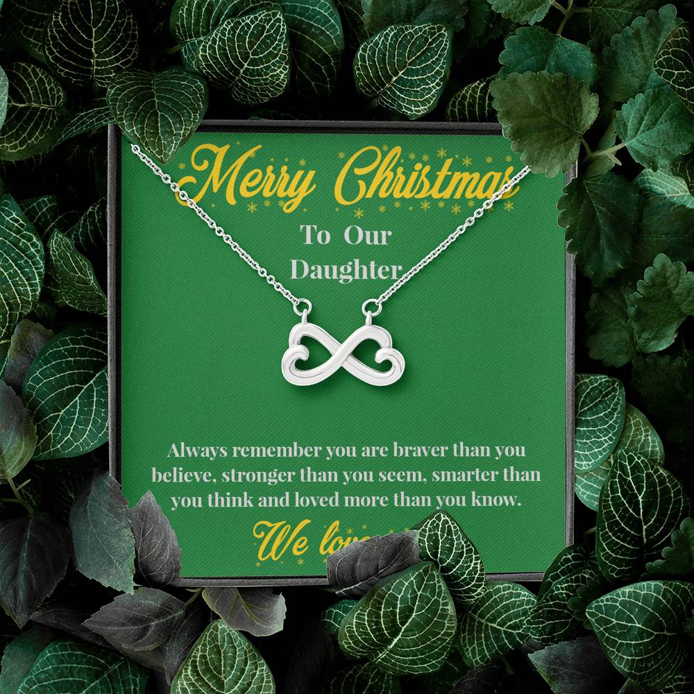 Merry Christmas to Our Daughter - Infinity Hearts Necklace - Christmas Gift for Daughter - Necklace for Daughter