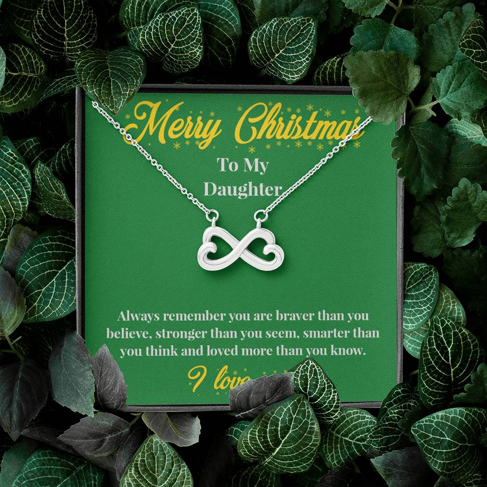 Merry Christmas to My Daughter - Infinity Hearts Necklace - Christmas Gift for Daughter - Necklace for Daughter