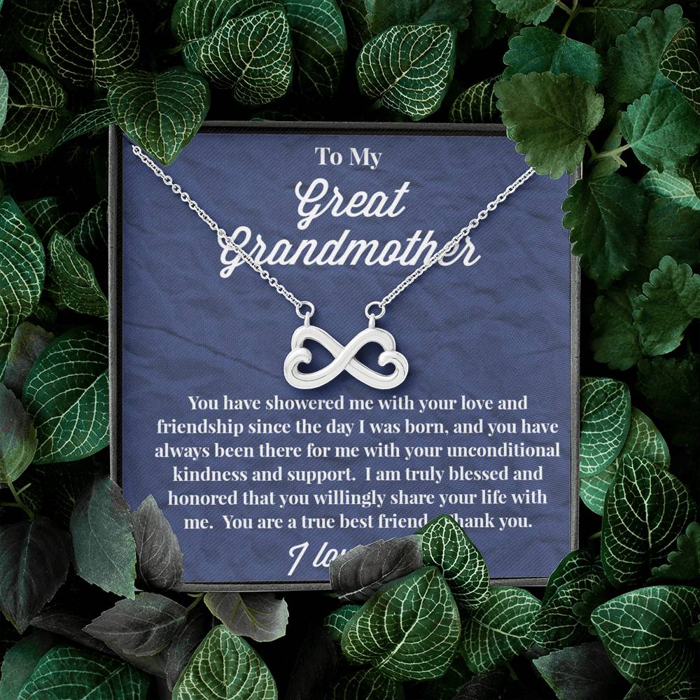 To My Great Grandmother Infinity Hearts Necklace - Jewelry for Grandmother - Gift for Grandmother