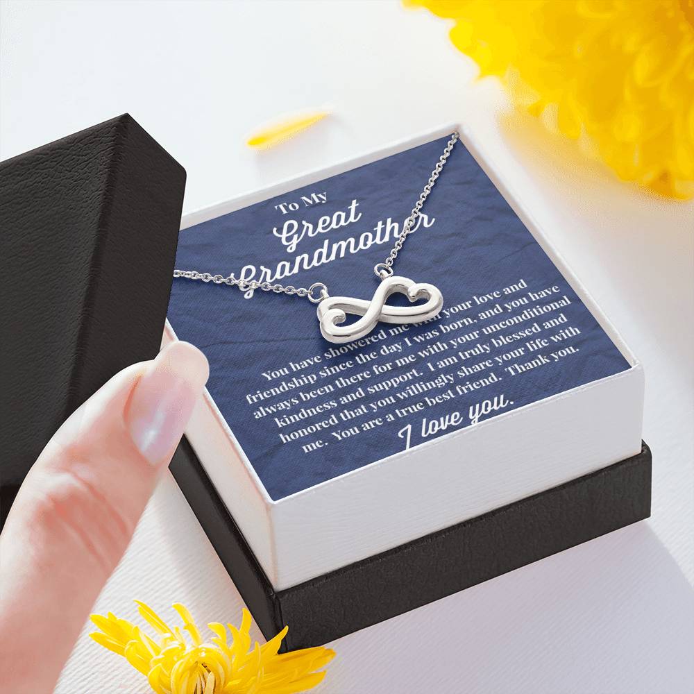 To My Great Grandmother Infinity Hearts Necklace - Jewelry for Grandmother - Gift for Grandmother