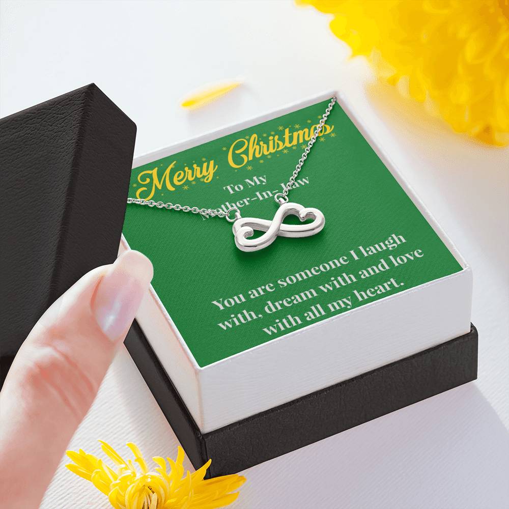 Merry Christmas To My Mother-In-Law Infinity Hearts Necklace - Gift for Mother - Necklace for Mother-In-Law