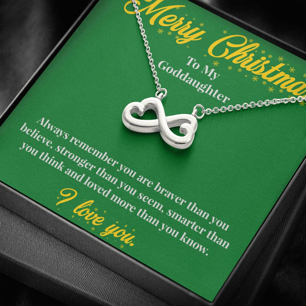 Merry Christmas To My Goddaughter - Infinity Hearts Necklace - Christmas Gift for Goddaughter - Necklace for Goddaughter