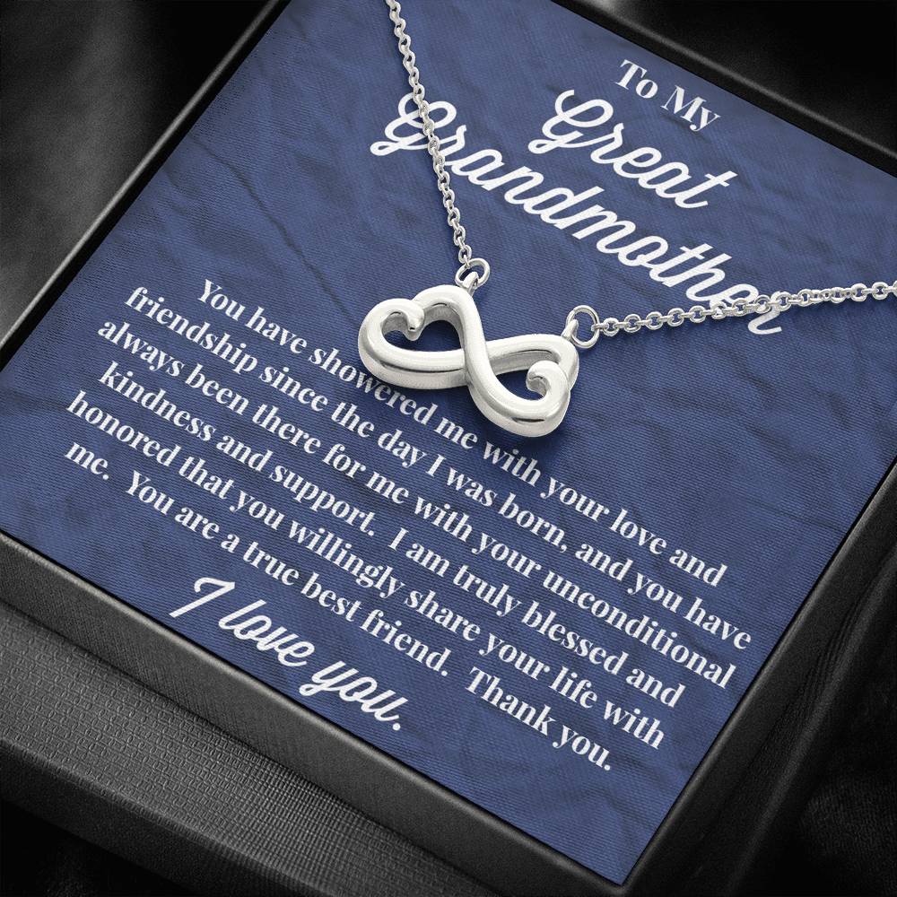 To My Great Grandmother Infinity Hearts Necklace - Jewelry for Grandmother - Gift for Grandmother