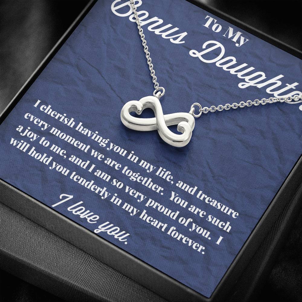 To My Bonus Daughter Infinity Hearts Necklace, Stepdaughter Necklace, Bonus Daughter Jewelry, Nonbiological Daughter Necklace