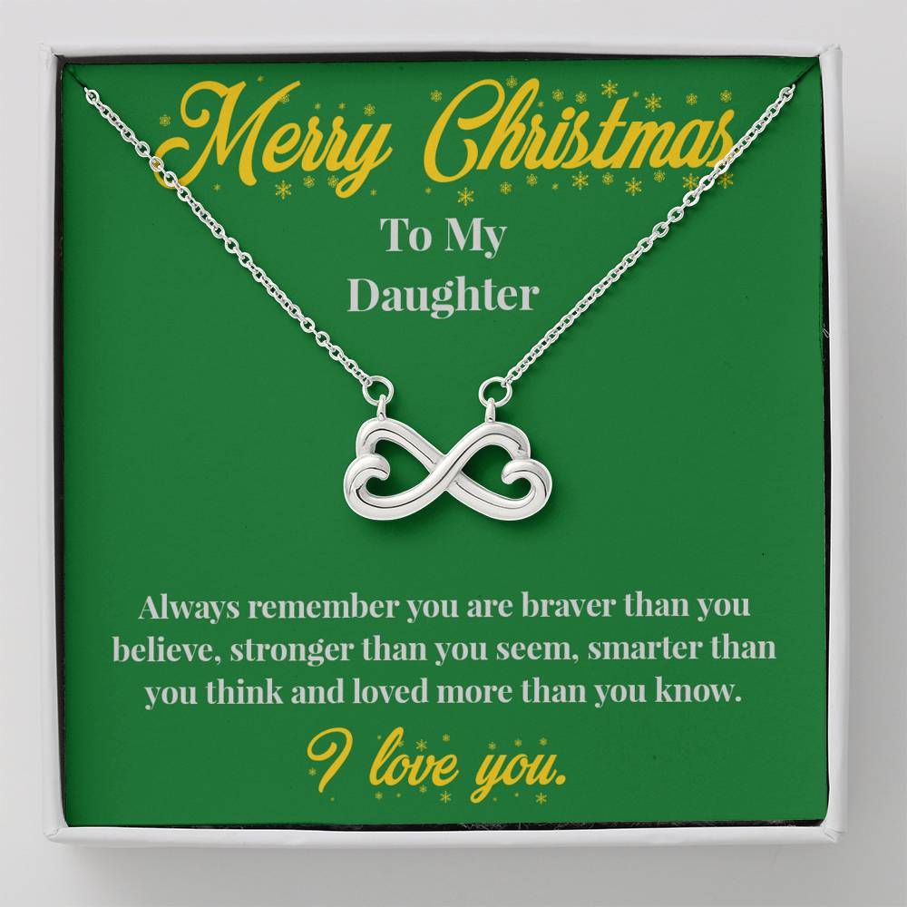 Merry Christmas to My Daughter - Infinity Hearts Necklace - Christmas Gift for Daughter - Necklace for Daughter