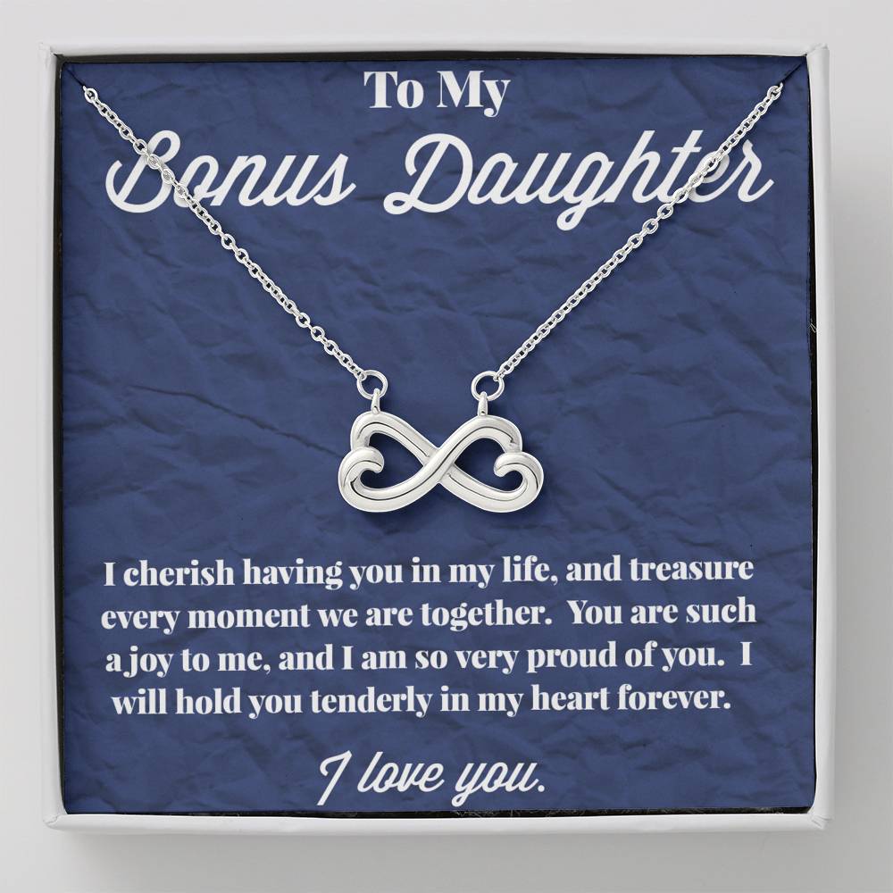 To My Bonus Daughter Infinity Hearts Necklace, Stepdaughter Necklace, Bonus Daughter Jewelry, Nonbiological Daughter Necklace