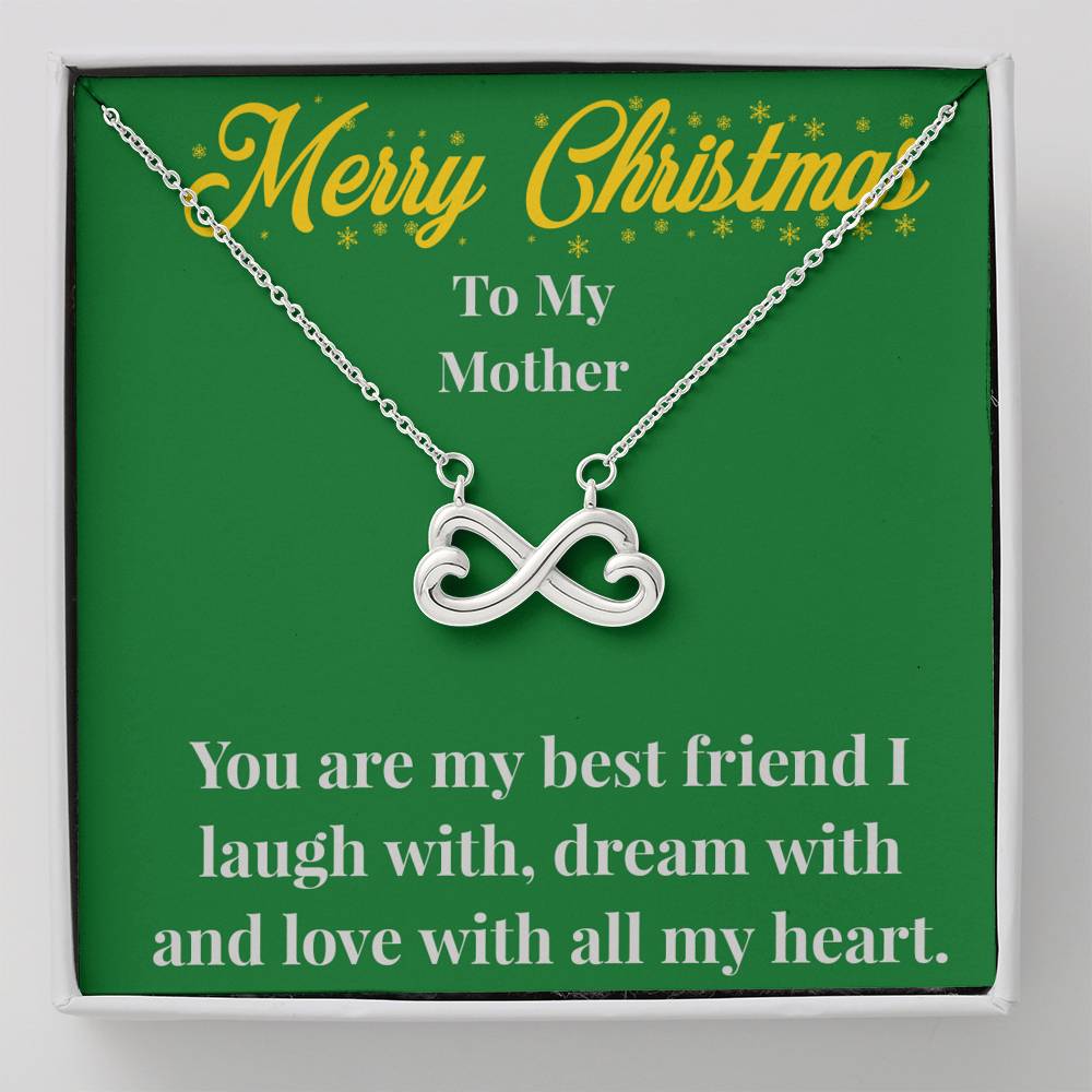 Merry Christmas To My Mother Infinity Hearts Necklace - Gift for Mom - Necklace for Mom
