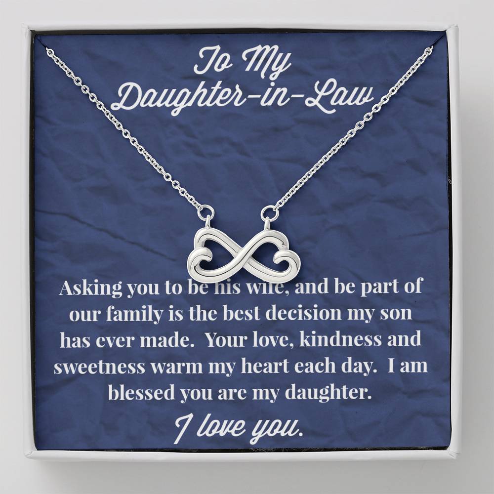 To My Daughter-in-Law Infinity Hearts Necklace - Gift for Daughter- Necklace for Daughter-in-Law