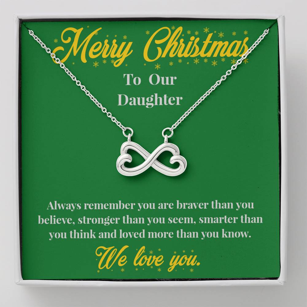 Merry Christmas to Our Daughter - Infinity Hearts Necklace - Christmas Gift for Daughter - Necklace for Daughter