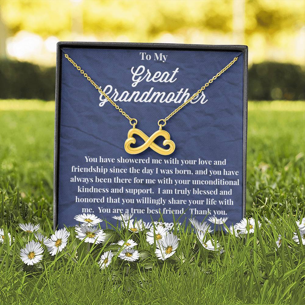 To My Great Grandmother Infinity Hearts Necklace - Jewelry for Grandmother - Gift for Grandmother