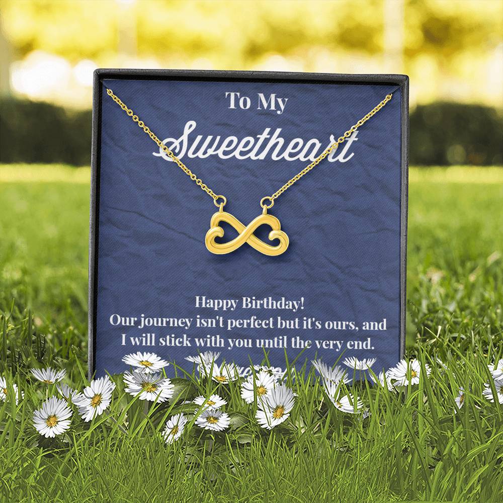 Happy Birthday To My Sweetheart Infinity Hearts Necklace - Sweetheart Necklace - Jewelry for Wife - Necklace for Wife