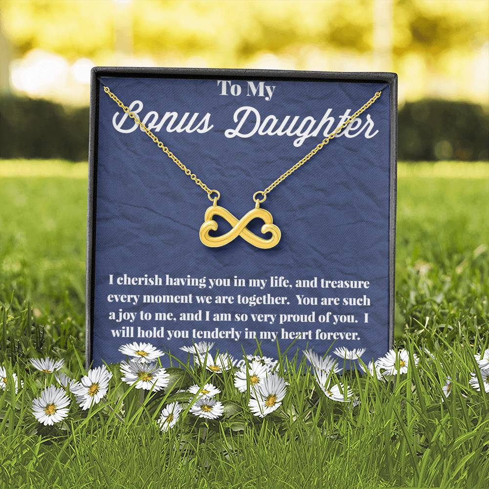 To My Bonus Daughter Infinity Hearts Necklace, Stepdaughter Necklace, Bonus Daughter Jewelry, Nonbiological Daughter Necklace