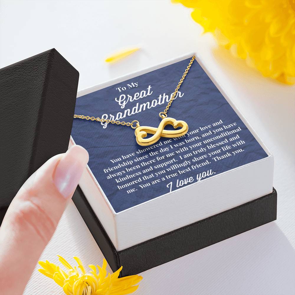 To My Great Grandmother Infinity Hearts Necklace - Jewelry for Grandmother - Gift for Grandmother