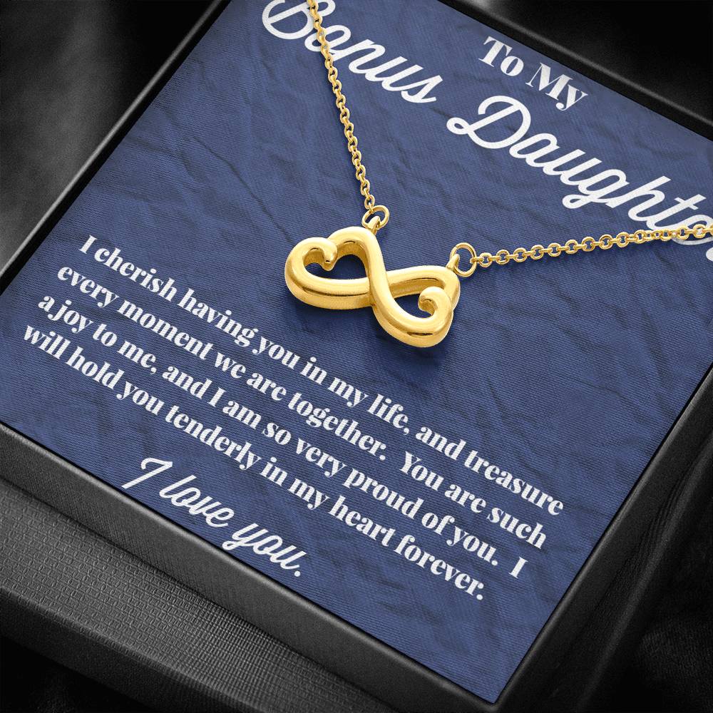 To My Bonus Daughter Infinity Hearts Necklace, Stepdaughter Necklace, Bonus Daughter Jewelry, Nonbiological Daughter Necklace