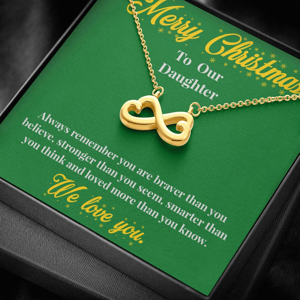 Merry Christmas to Our Daughter - Infinity Hearts Necklace - Christmas Gift for Daughter - Necklace for Daughter