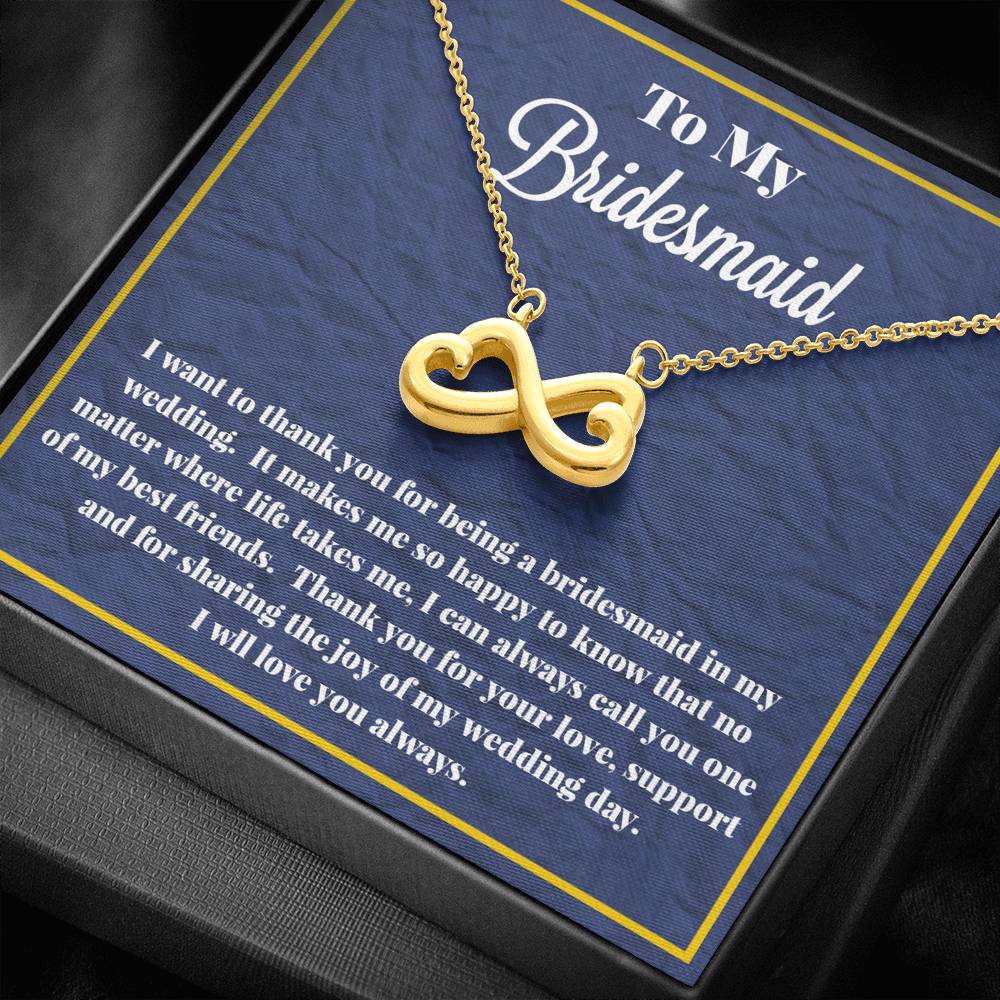 To My Bridesmaid Infinity Hearts Necklace