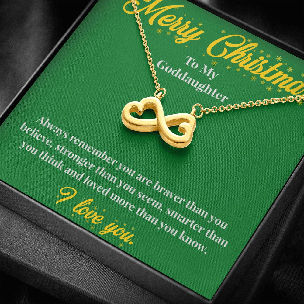Merry Christmas To My Goddaughter - Infinity Hearts Necklace - Christmas Gift for Goddaughter - Necklace for Goddaughter