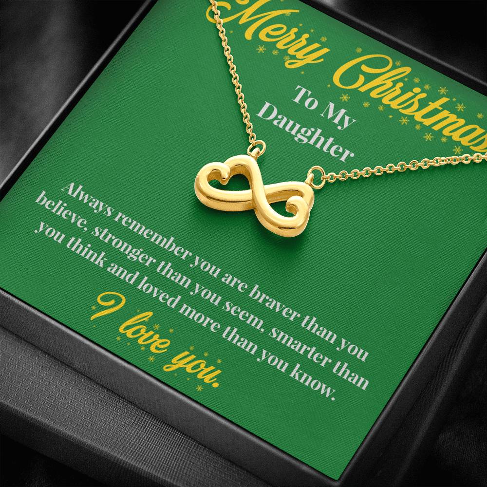 Merry Christmas to My Daughter - Infinity Hearts Necklace - Christmas Gift for Daughter - Necklace for Daughter
